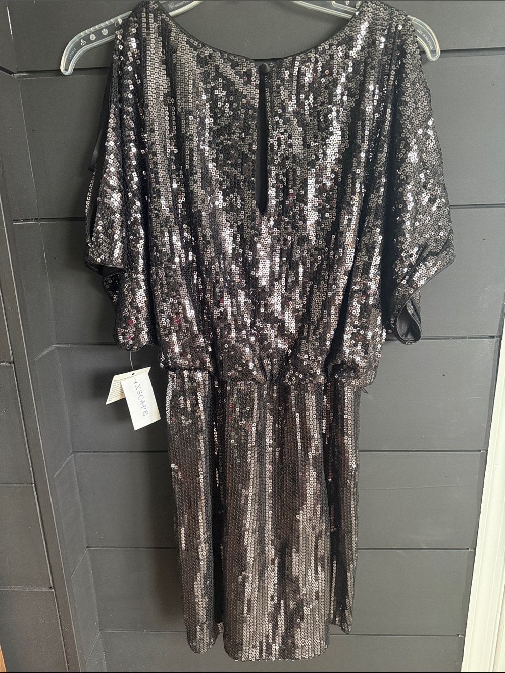 Xscape Lord&Taylor Black Sequin Cocktail Dress - Picture 2 of 6